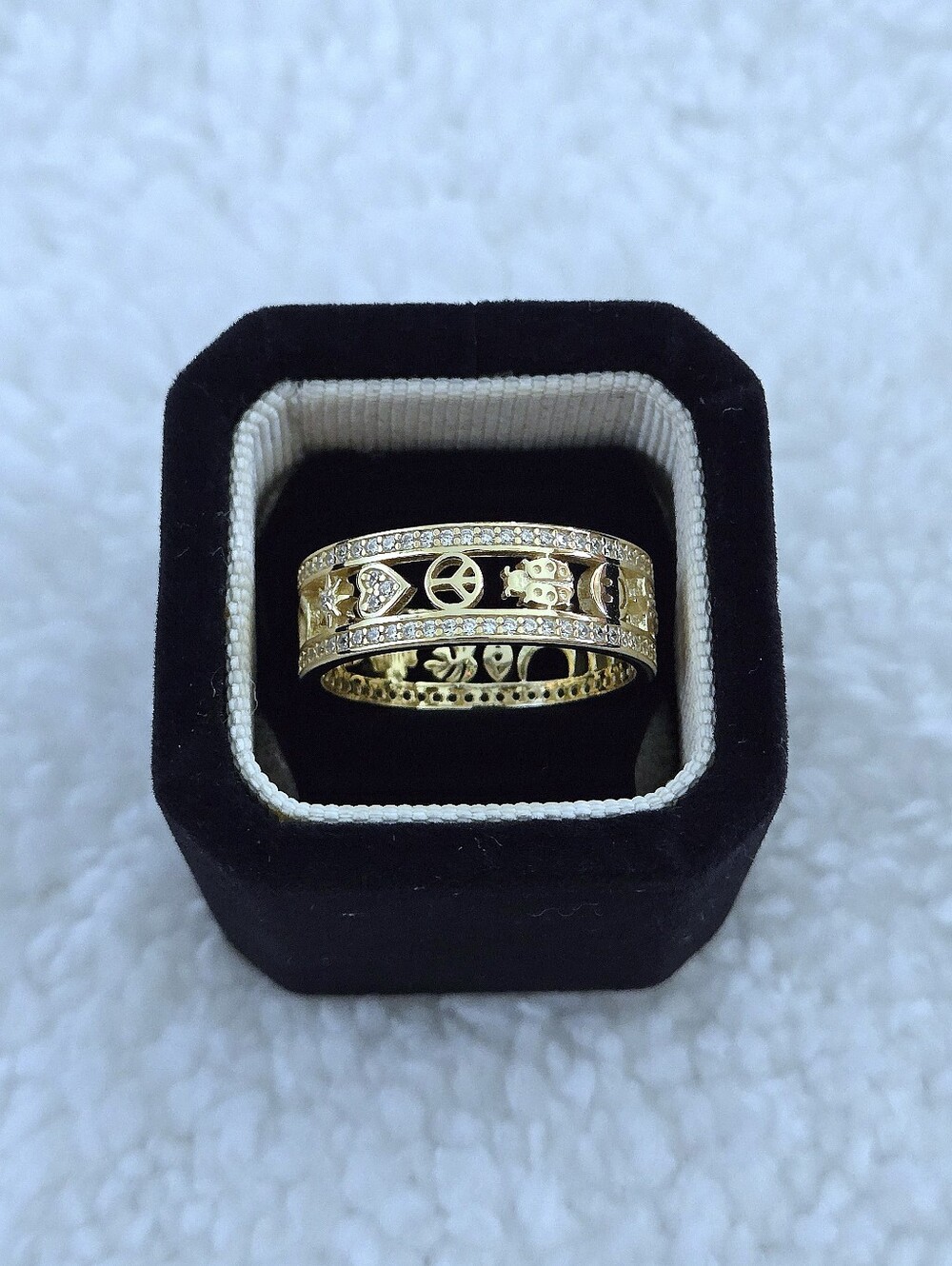 Neo Relique Gold💛 Double✌️ Band Ring💍 with Symbols - NIB - Picture 5 of 16